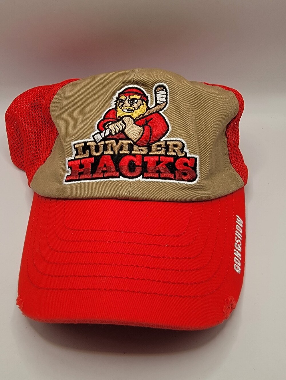 Mens Gongshow Trucker Hat in Red and Tan